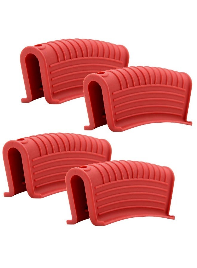 Silicone Assist Hot Pan Handle Holder Hot Skillet Handle Covers Pot Holder Sleeve Cast Iron Skillets Non-Slip Heat Resistant for Enameled Griddles Casserole Frying Pans Aluminum Cookware(4PACK/Red) - Image 1